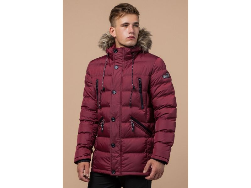 Куртка мужская на зиму бордовая качественная модель 15335, фото 3