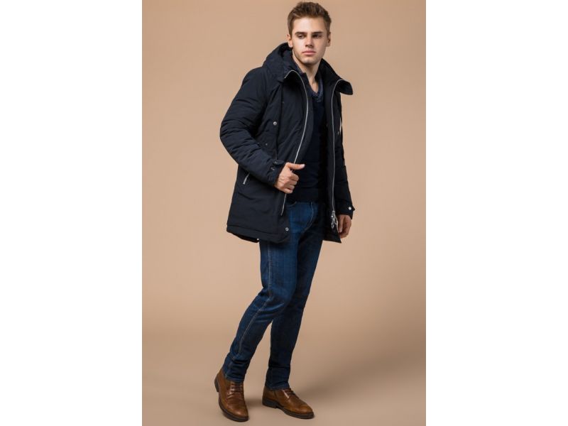 Мужская зимняя парка темно-синего цвета модель 28431, фото 3