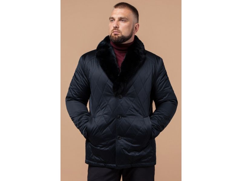 Черно-синяя мужская теплая куртка на зиму модель 17602, фото 3