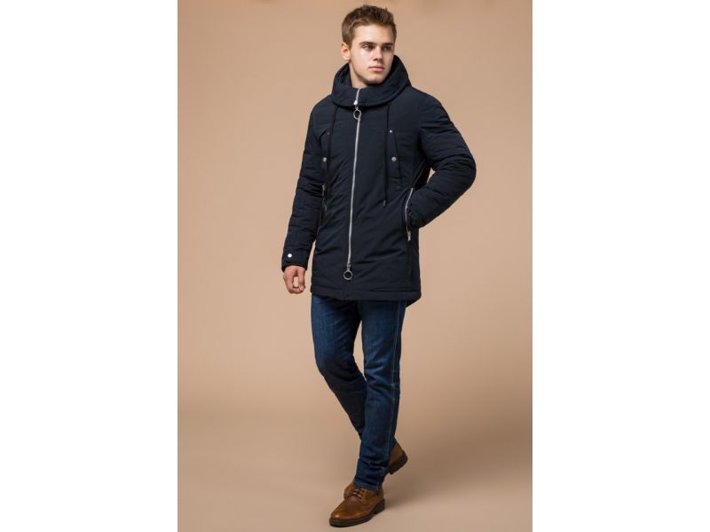 Мужская зимняя парка темно-синего цвета модель 28431, фото 2