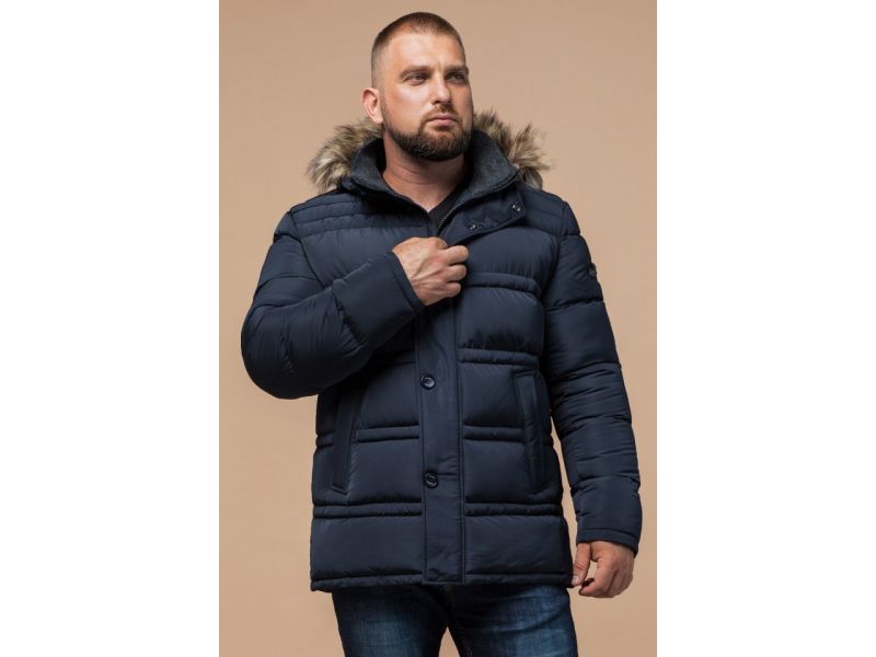 Зимняя куртка большого размера мужская цвет светло-синий модель 1365, фото 3