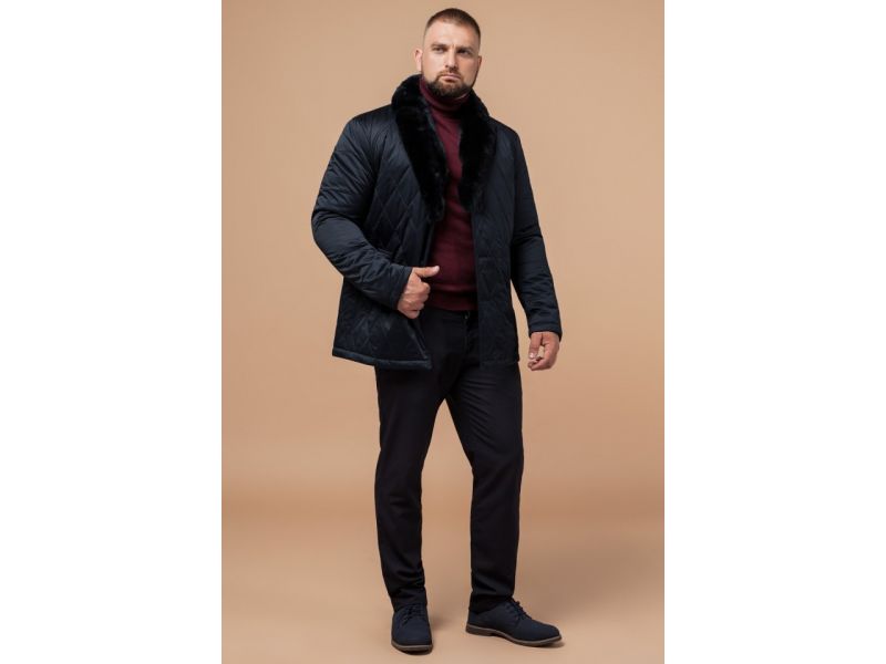 Черно-синяя мужская теплая куртка на зиму модель 17602, фото 2