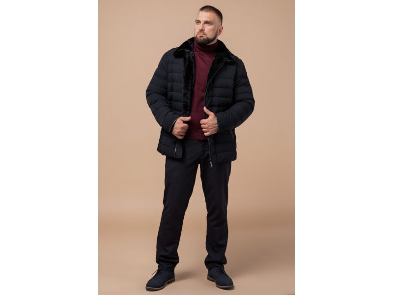Мужская зимняя практичная куртка черного цвета модель 17768, фото 3