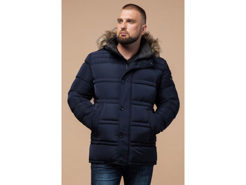 Зимняя куртка большого размера синяя для мужчин модель 1365, фото 3