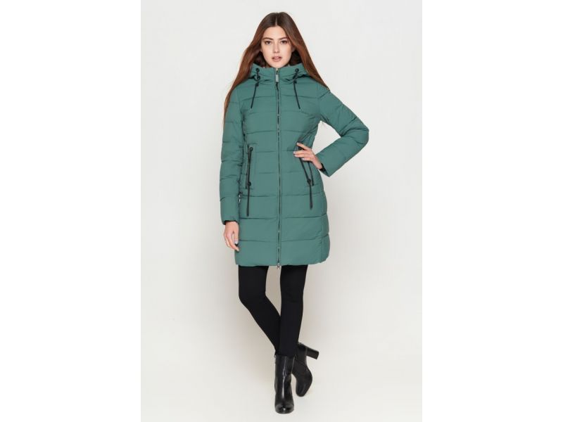 Зимний женский пуховик молодежный зеленый модель 25285-1, фото 2