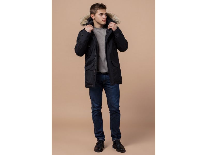 Зимняя парка мужская черного цвета модель 32450, фото 3