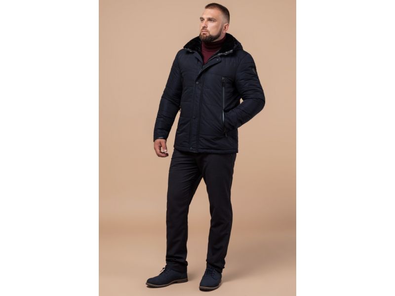 Мужская куртка темно-синего цвета зимняя теплая модель TCX1009, фото 2