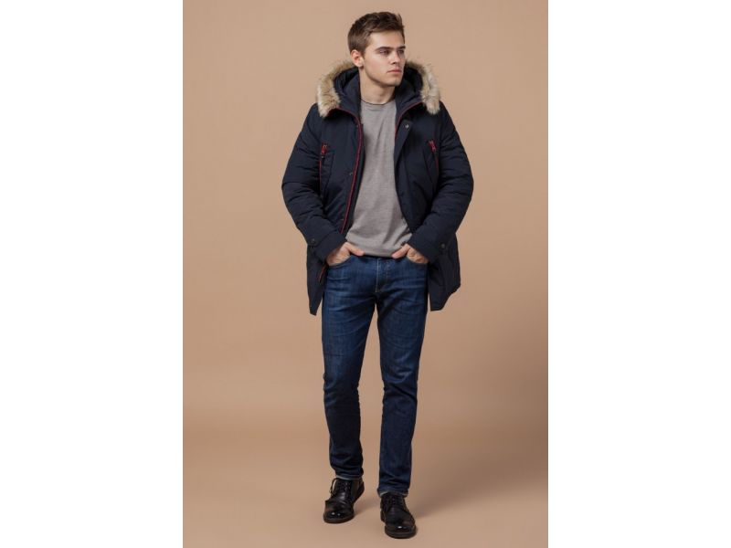 Мужская парка синяя зимняя модель 37560, фото 3