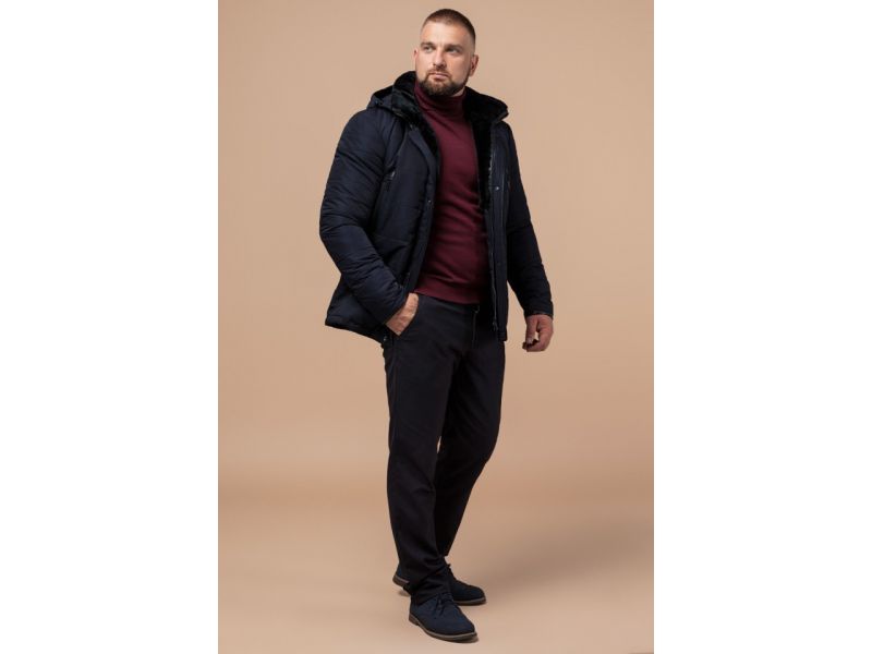 Мужская куртка темно-синего цвета зимняя теплая модель TCX1009, фото 3