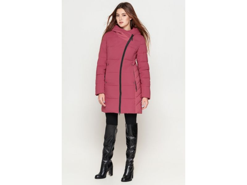 Зимний женский розовый пуховик молодежный модель 25085, фото 2