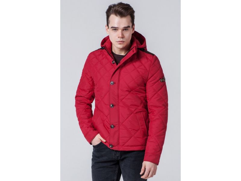 Яркая красная осенне-весенняя ветровка мужская модель 1268, фото 3