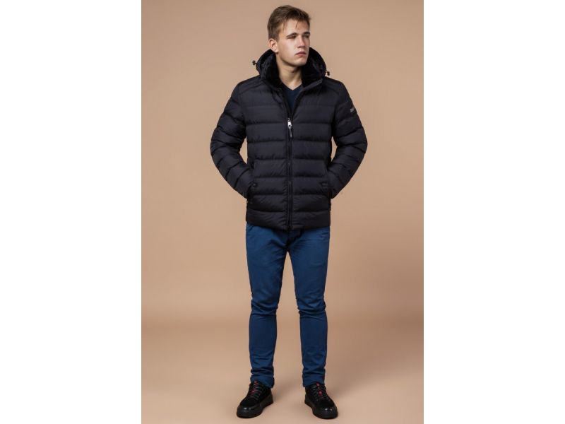 Куртка мужская черная высококачественная на зиму модель 24324, фото 2