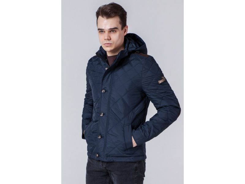 Осенне-весенняя ветровка синяя на молнии мужская модель 1268, фото 3