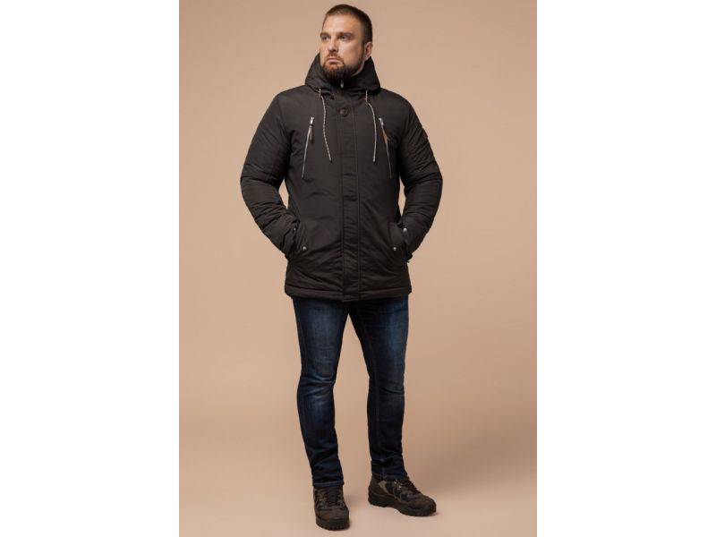 Коричневая парка мужская зимняя теплая модель 43015, фото 2