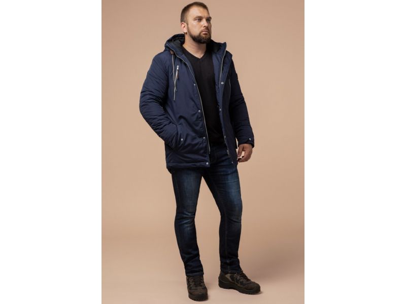 Парка синяя мужская зимняя стандартной длины модель 43015, фото 3