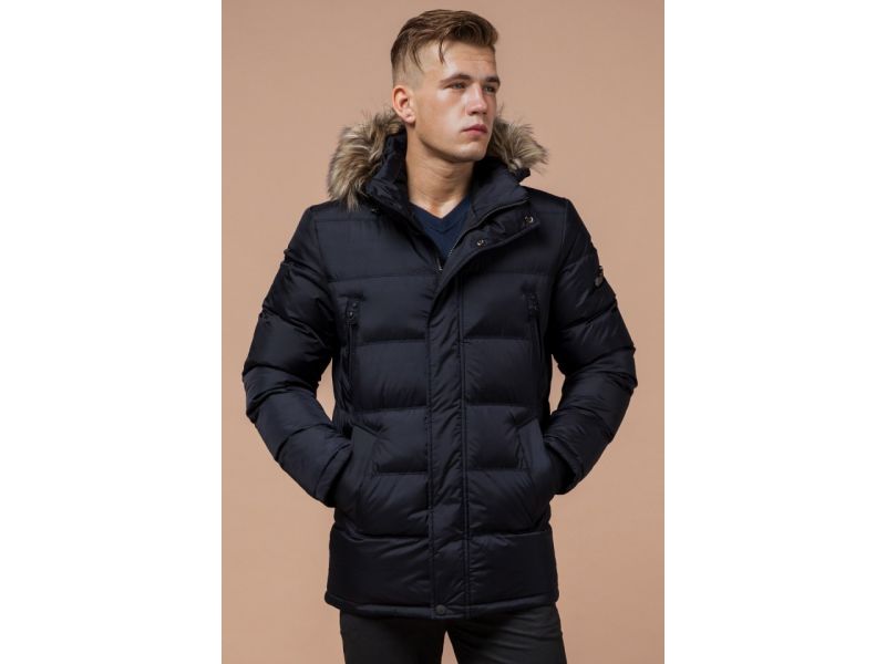 Куртка синяя на молнии мужская зимняя модель 24712, фото 3