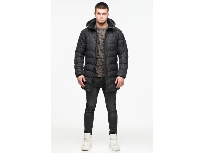 Дизайнерская мужская молодежная куртка черная на зиму модель 25260, фото 3