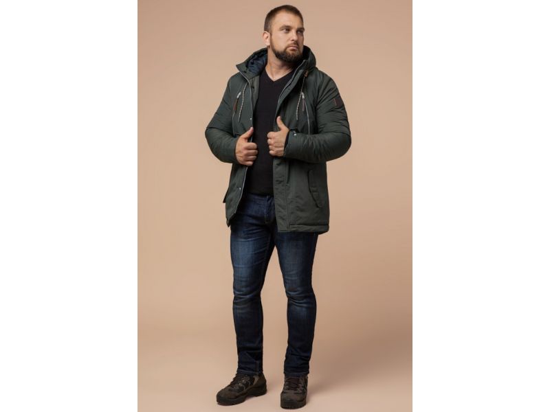 Мужская парка цвета хаки зимняя модель 43015, фото 3