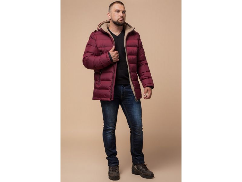 Куртка мужская удобная зимняя цвет бордовый модель 25285, фото 3