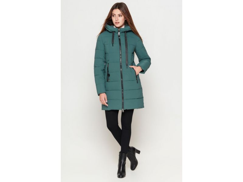 Зимний женский молодежный пуховик цвет зеленый модель 25125, фото 2