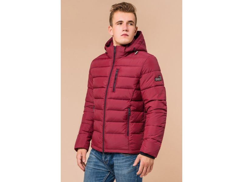 Бордовая зимняя куртка оригинального дизайна мужская модель 36450, фото 3