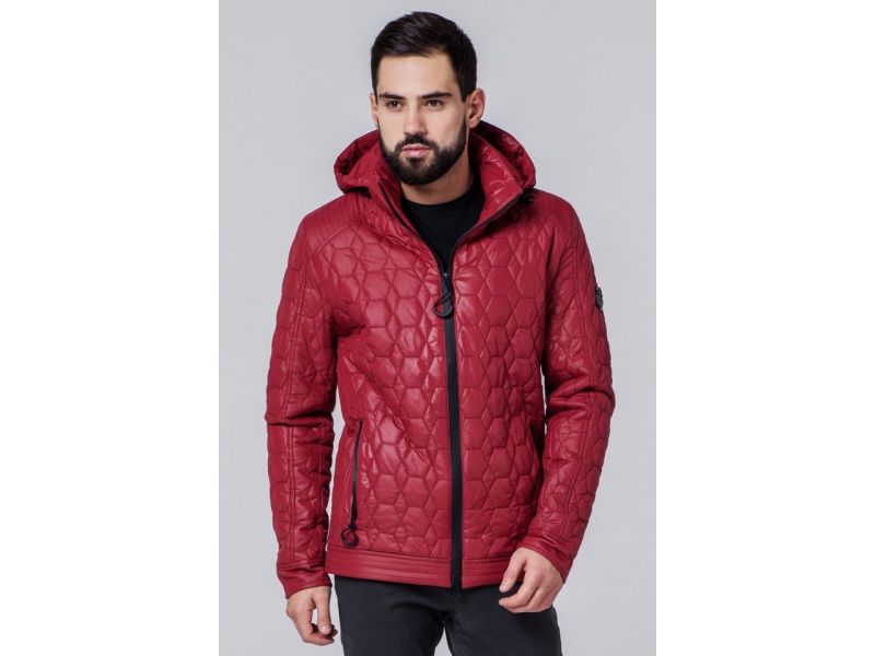 Ветровка красная осенне-весенняя мужская прямого фасона модель 1272, фото 3