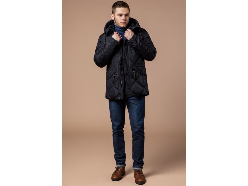 Черная мужская зимняя куртка с капюшоном модель 12481, фото 3