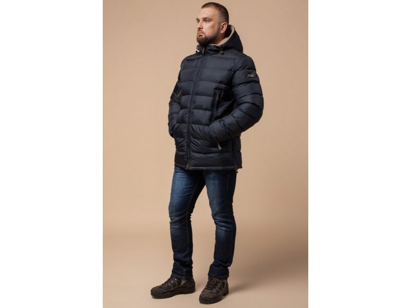Куртка зимняя для мужчин темно-синяя удобная модель 25285, фото 2