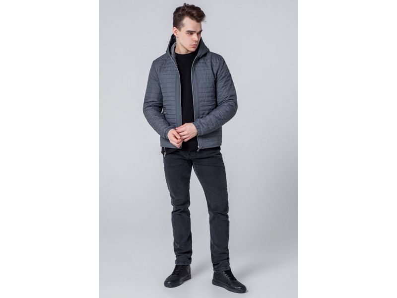 Серая мужская ветровка осенне-весенняя модель 1295, фото 3