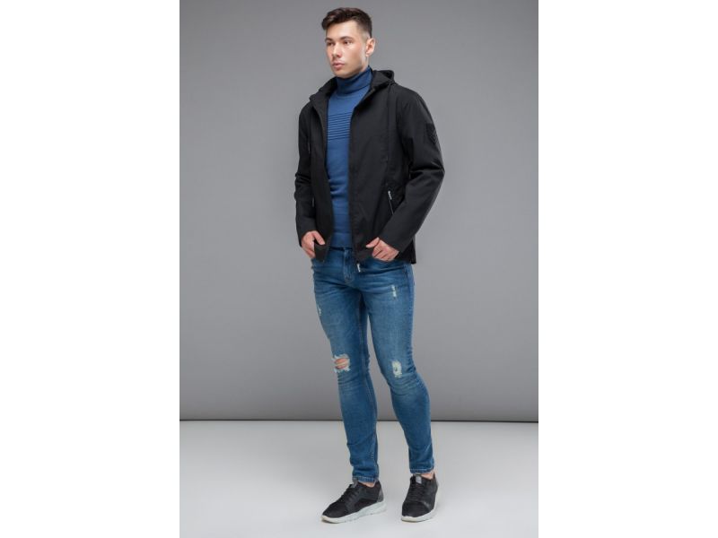 Ветровка молодежная черная мужская осенне-весенняя модель 12320, фото 3