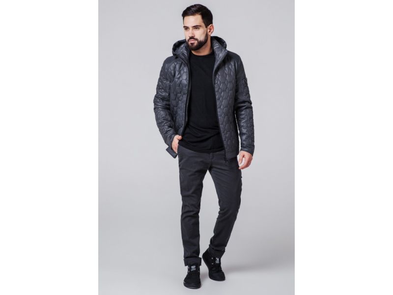 Темно-серая ветровка осенне-весенняя на прорезиненной молнии модель 1272, фото 3