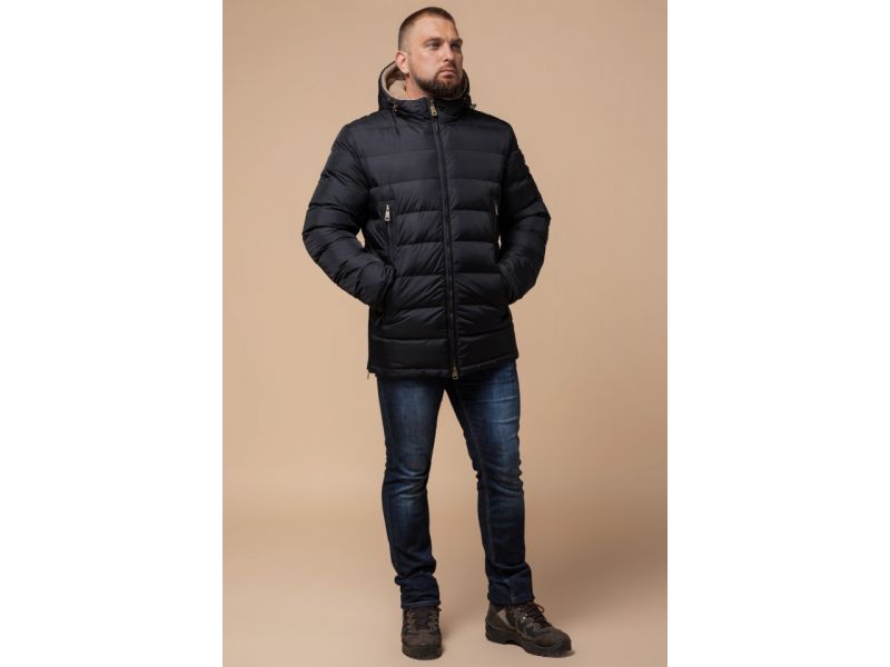 Куртка мужская комфортная черная на зиму модель 25285, фото 2