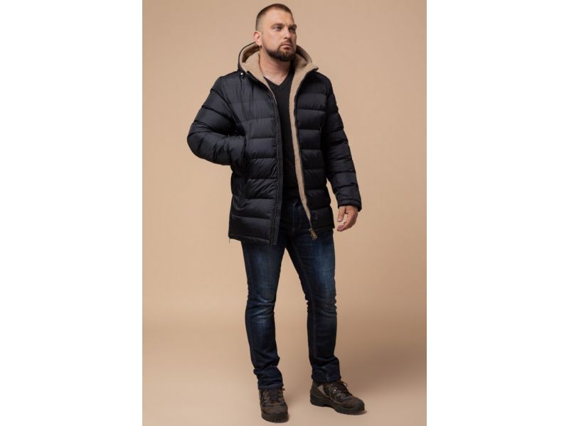 Куртка мужская комфортная черная на зиму модель 25285, фото 3