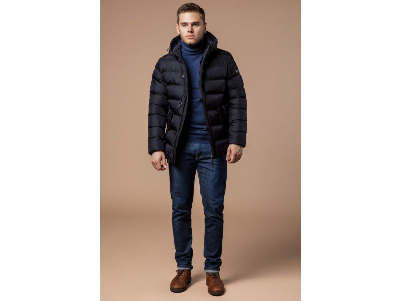 Зимняя черная мужская куртка на молнии модель 20180, фото 3