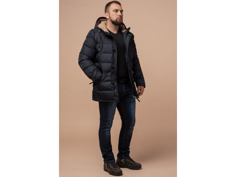Графитовая куртка зимняя качественного пошива для мужчин модель 26402, фото 3