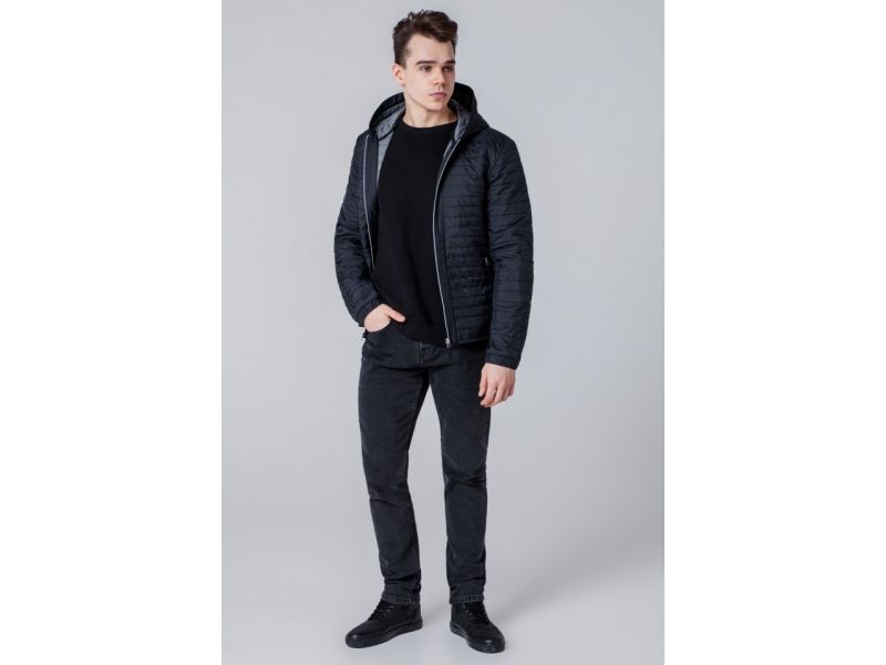 Осенне-весенняя ветровка черная мужская модель 1295, фото 3