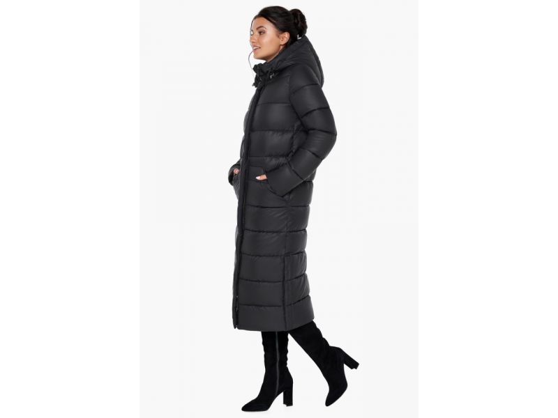 Женский воздуховик черный с капюшоном зимний модель 31007, фото 3