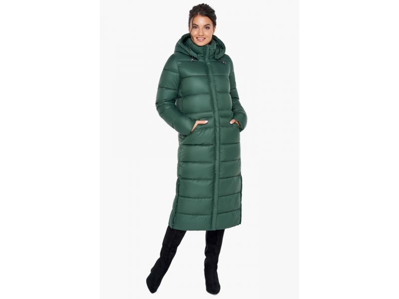 Воздуховик женский зимний нефритовый удлиненный модель 31007, фото 2