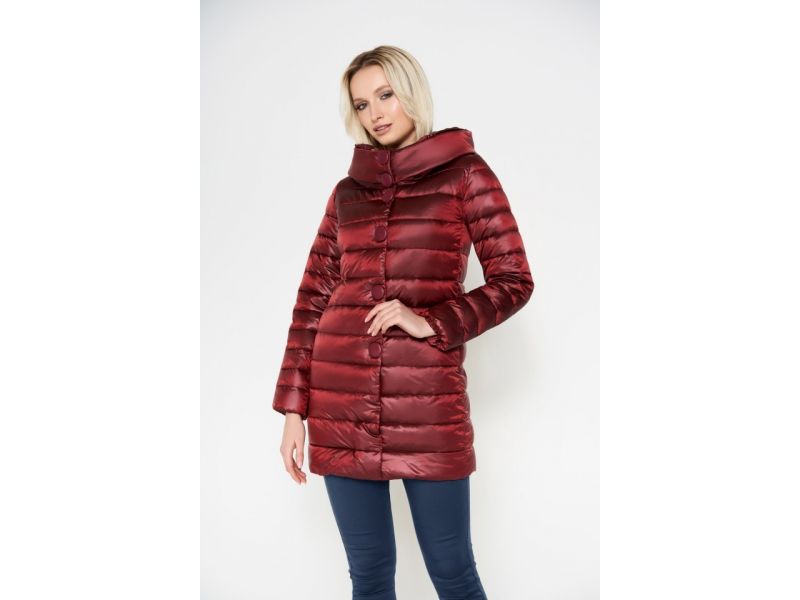 Яркий женский осенне-весенний воздуховик цвет кармин модель 35120, фото 3