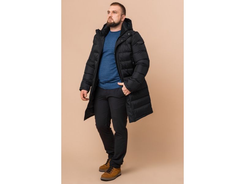 Черная комфортная зимняя куртка мужская модель 23482, фото 3