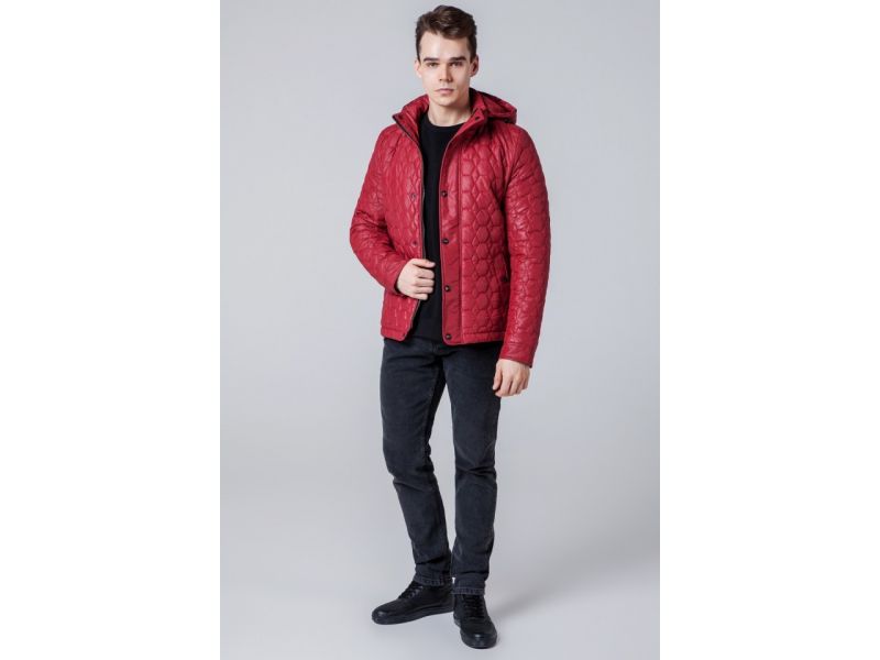 Красная ветровка осенне-весенняя с карманами модель 1386, фото 3