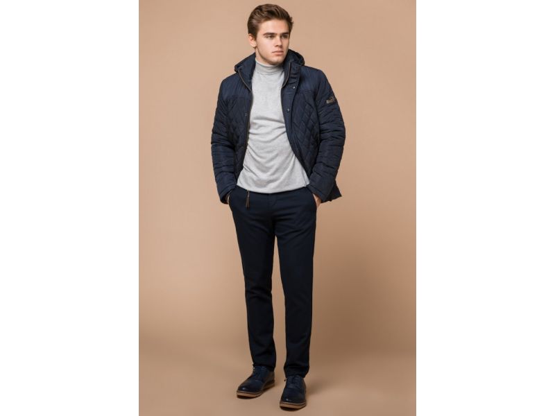 Зимняя синяя мужская куртка с кнопками модель 24534, фото 3