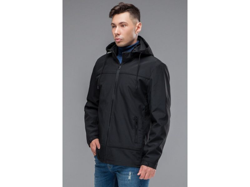 Мужская молодежная ветровка на молнии осенне-весенняя черная модель 44880, фото 3