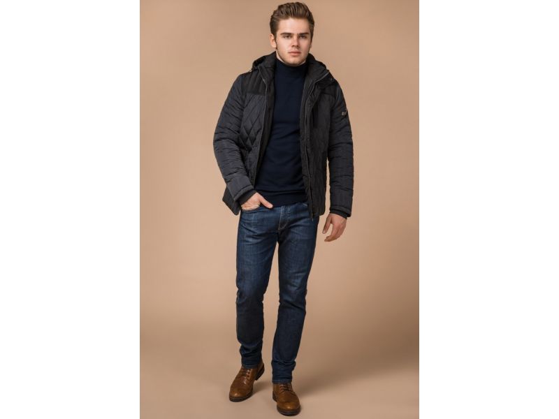 Мужская графитовая куртка зимняя прямого кроя модель 30538, фото 3