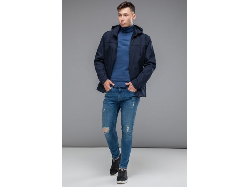 Темно-синяя мужская молодежная ветровка осенне-весенняя модель 44880, фото 3