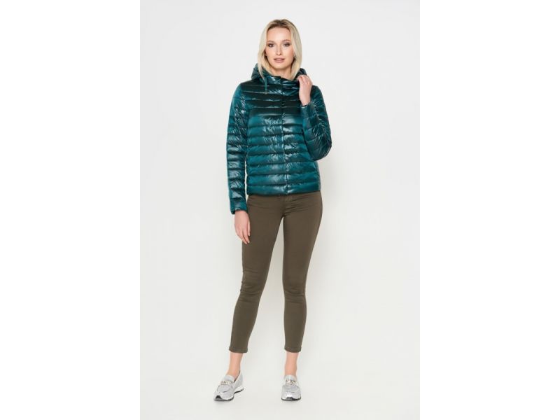 Изумрудный воздуховик осенне-весенний женский короткий модель 24992, фото 2