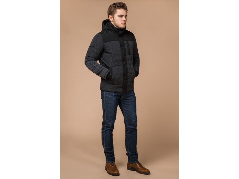 Мужская графитовая куртка зимняя прямого кроя модель 30538, фото 2