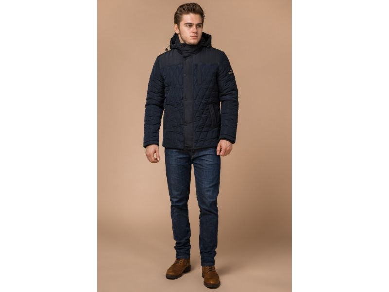 Мужская зимняя куртка синего цвета короткая модель 30538, фото 4