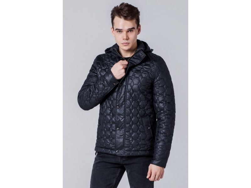 Черная ветровка мужская осенне-весенняя на кнопках модель 1386, фото 4