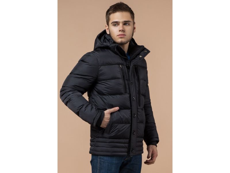 Графитовая куртка на молнии зимняя мужская модель 31610, фото 4